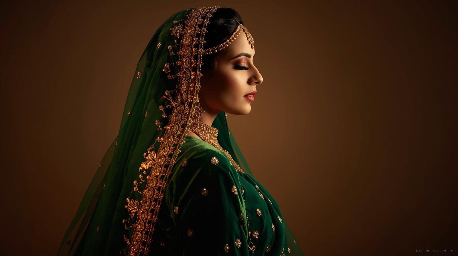 Emerald Velvet Bridal Lehenga Editorial – HeenaStyle