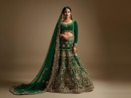 Velvet Bridal Lehenga Collection 2025 – Emerald, Wine & Plus-Size Fits HeenaStyle