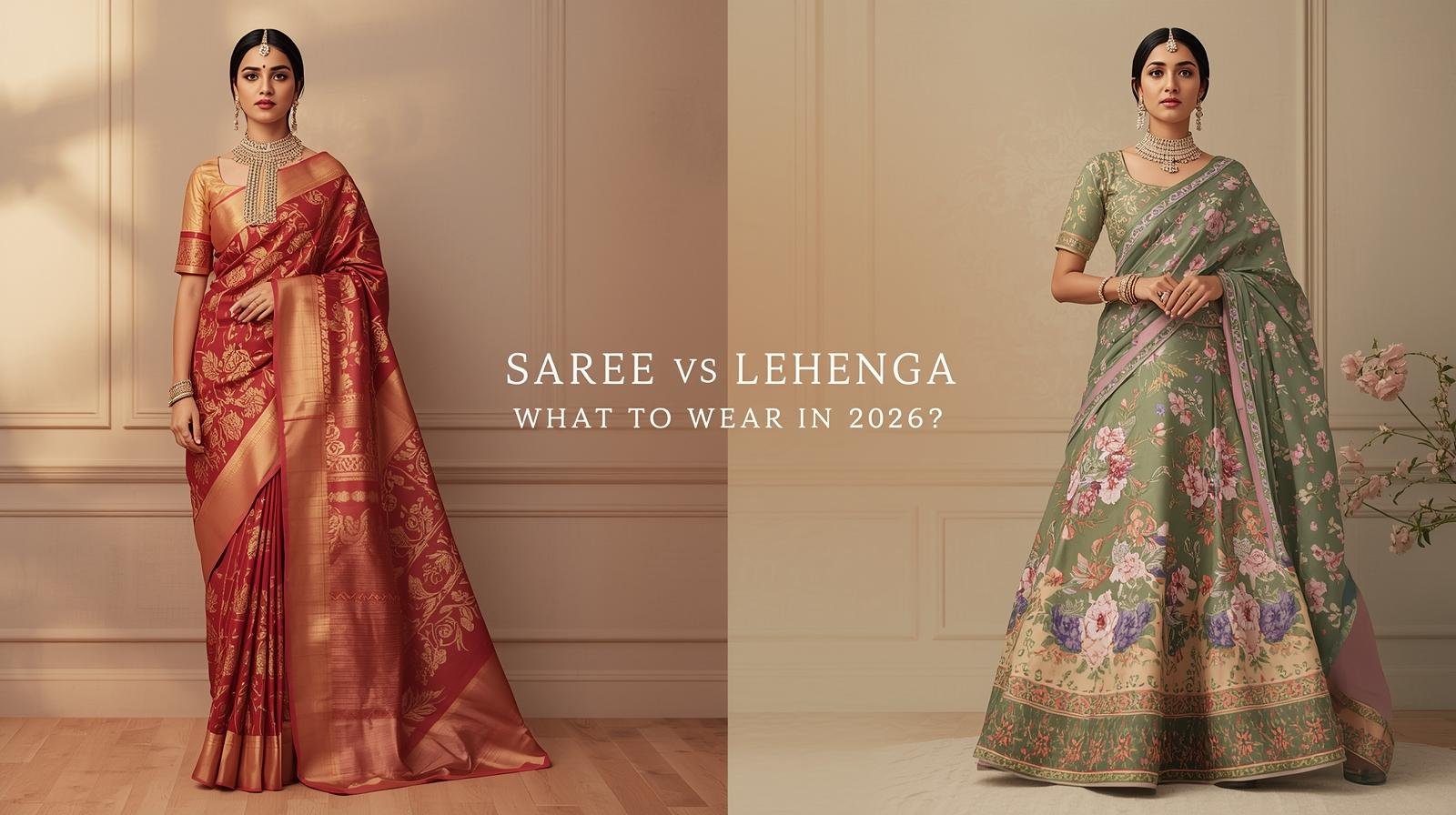 What to Wear in 2026? Saree vs Lehenga, Silk vs Organza & More Ethnic Wear Comparisons What to Wear in 2026? Saree vs Lehenga, Silk vs Organza & More Ethnic Wear Comparisons
