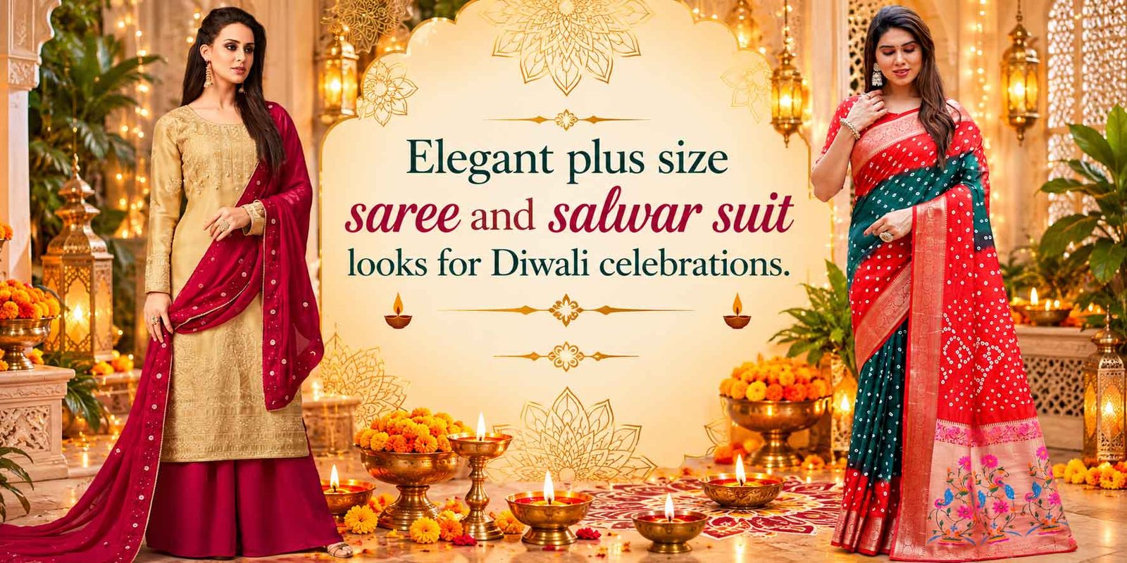 Elegant plus size saree and salwar suit looks for Diwali celebrations