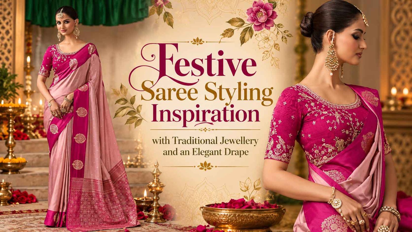 Elegant red saree inspiration for a traditional Karwa Chauth saree look
