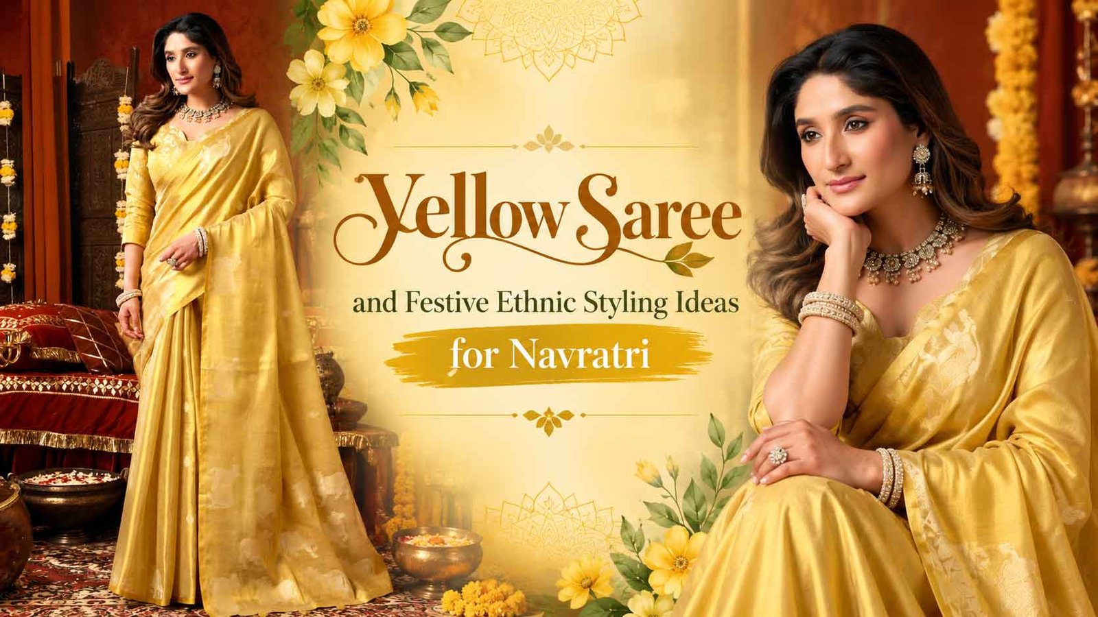 Yellow saree and festive ethnic styling ideas for Navratri