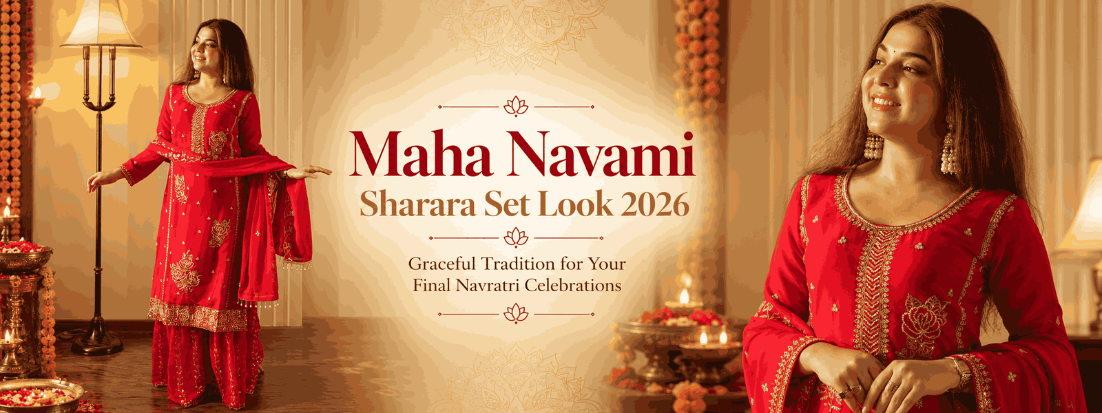 Festive sharara set outfit idea for Maha Navami 2026