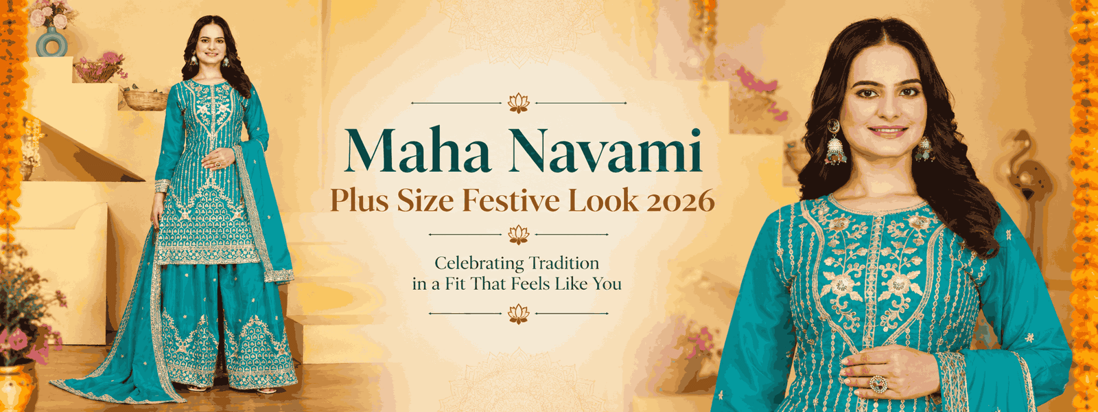 Plus size Maha Navami festive Indian outfit idea for 2026