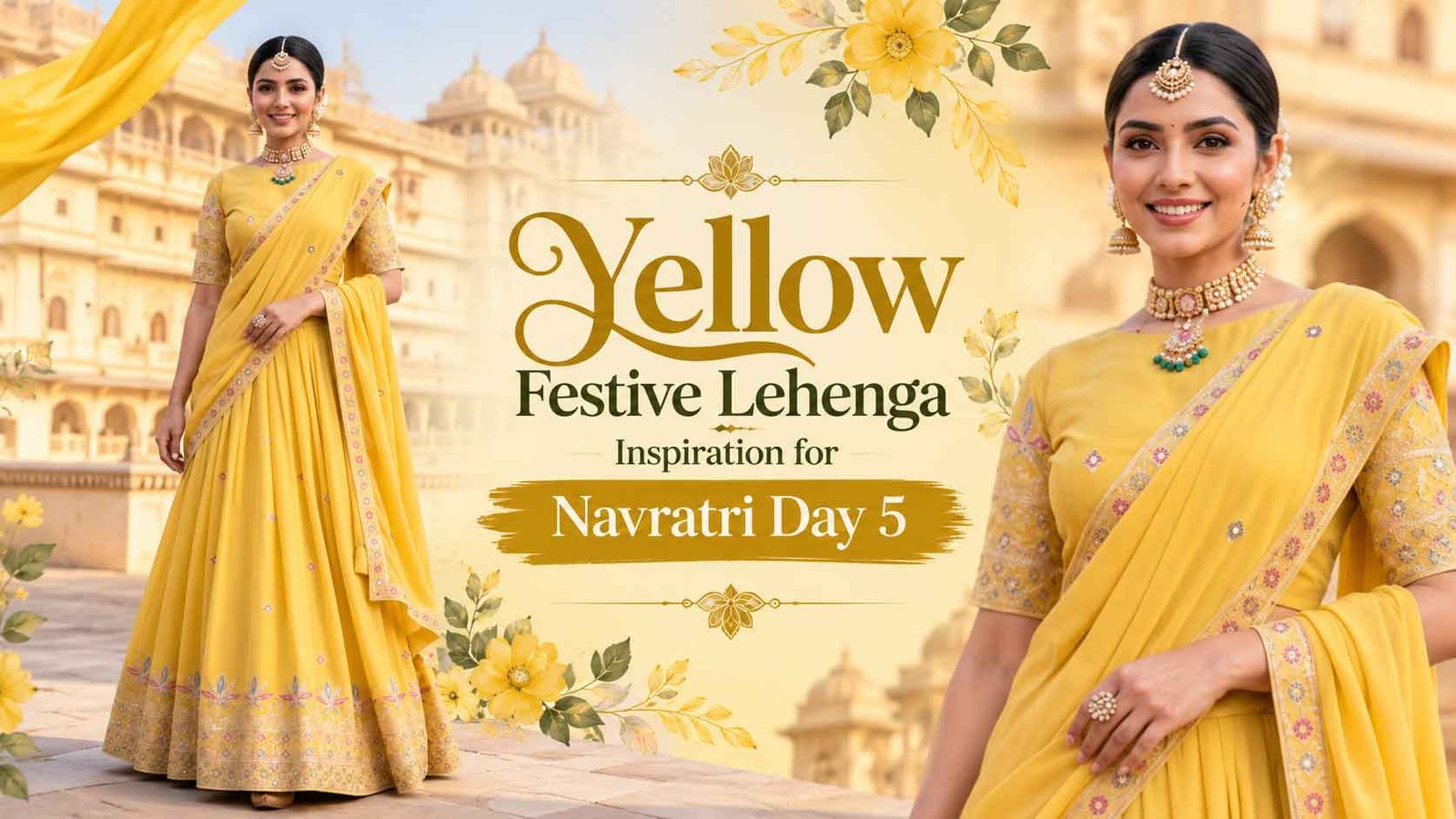 Yellow festive lehenga inspiration for Navratri Day 5