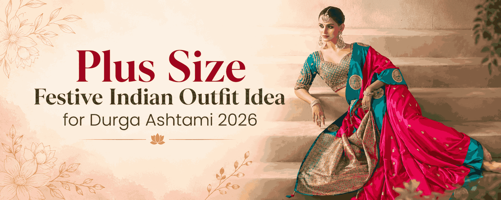 Plus size festive Indian outfit idea for Durga Ashtami 2026