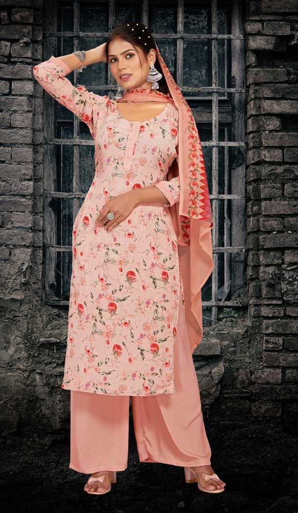 Pink Color Crepe Silk Digital Printed Work Casual Party Wear Palazzo Suit -6260168285
