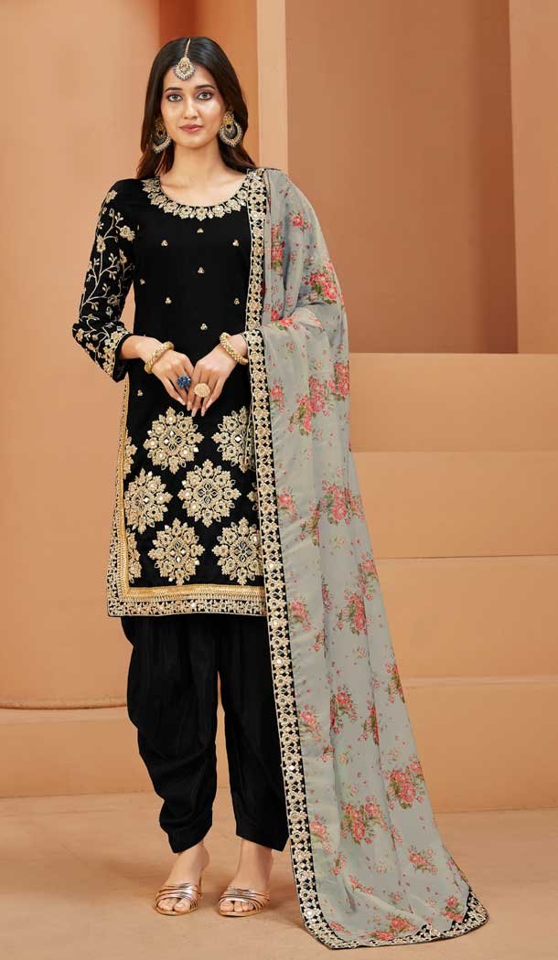 Punjabi suits in black colour sales
