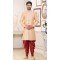 Banarasi Jacquard Classic Traditional Wear Men's Semi Indo-Western in Cream & Maroon -6658171287