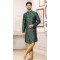 Banarasi Jacquard Classic Traditional Wear Men's Semi Indo-Western in Green -6658171292
