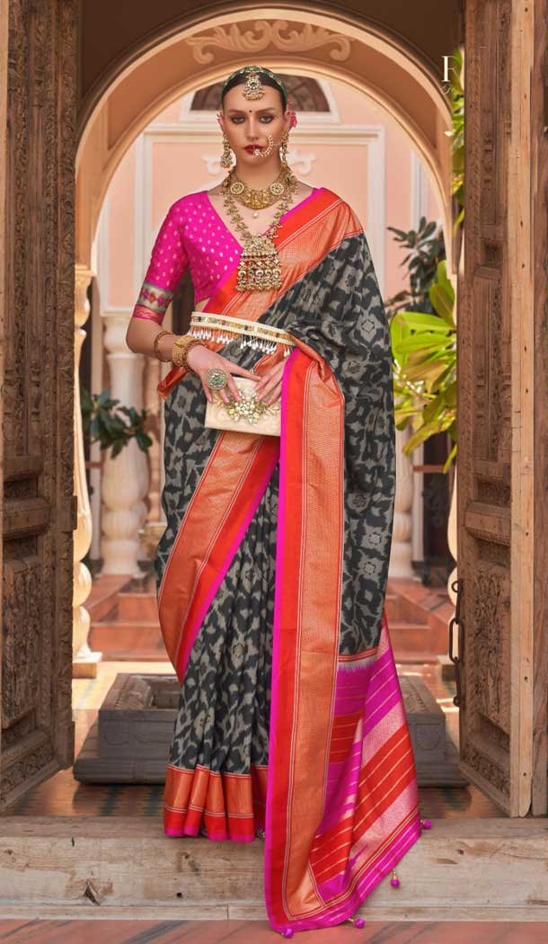 Smooth Patola Silk Weaving Work Designer Traditional Wear Saree in Black -6766172115