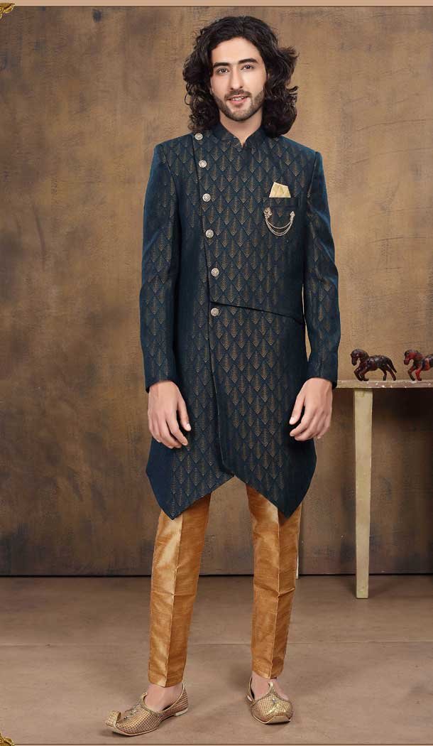 Jacquard Fabric Designer Readymade Men's Indo-Western in Multi -6817172447