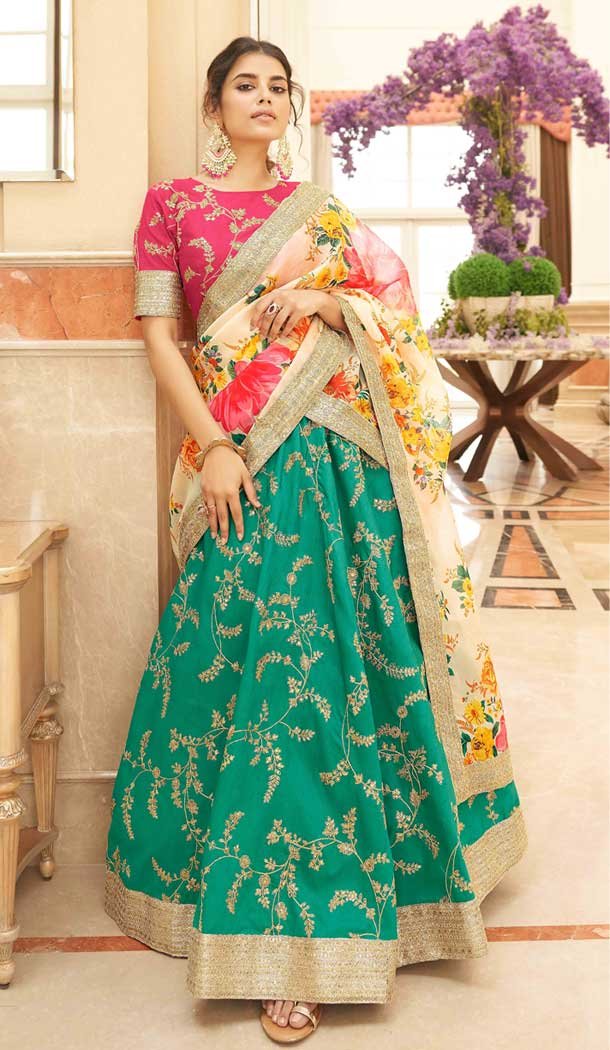 Rama green lehenga choli 2025