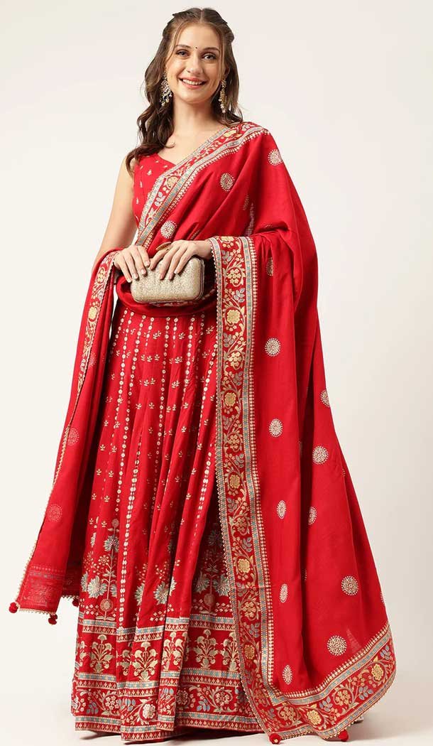 Maroon Color Rayon Slub Printed Work Function Wear Designer Lehenga Choli - 7101174286