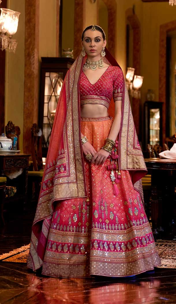 Wedding Wear Pink Color Rajwadi Silk Sparkle Mirror Work Designer Lehenga Choli - 7108174328