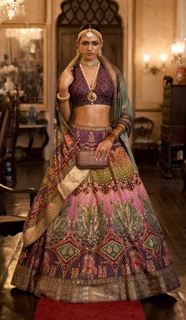 Wedding Wear Rajwadi Silk Purple Color Aari Mirror Work Designer Lehenga Choli - 7111174350