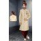 Stand Out on Your Big Day with our Exquisite Cream Plus Size Wedding Sherwani for Men -7917179008