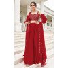 Designer Fox Georgette With Embroidery Work Party Wear Lehenga Choli In Red - 7709177795