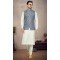 Cream Color Cotton Printed Work Function Wear Designer Men's Kurta Pajama With Jacket - 7674177566