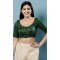 Green Color Brocade Jacquard Work Festival Wear Designer Readymade Blouse - 7730177874