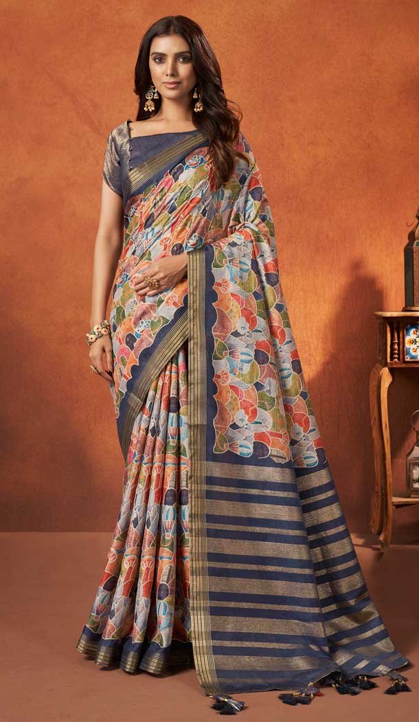 Alluring Grey Color Silk Weaving Work Traditional Designer Wear Saree - 7813178400