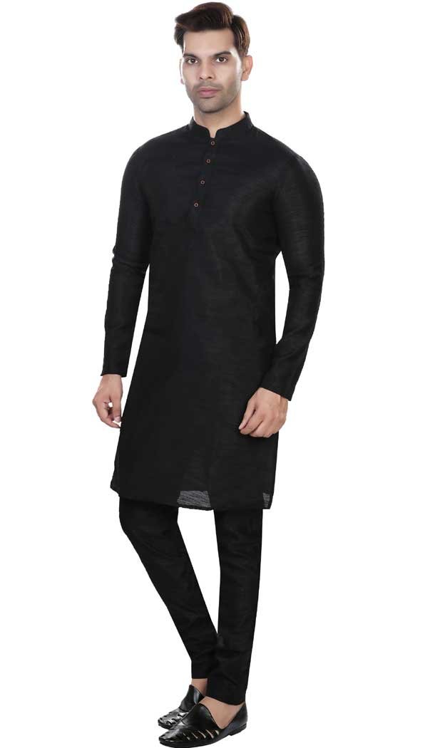 Designer Black Wedding Wear Art Silk Resham And Zari Work Men's Kurta Pajama With Jacket - 7950179276