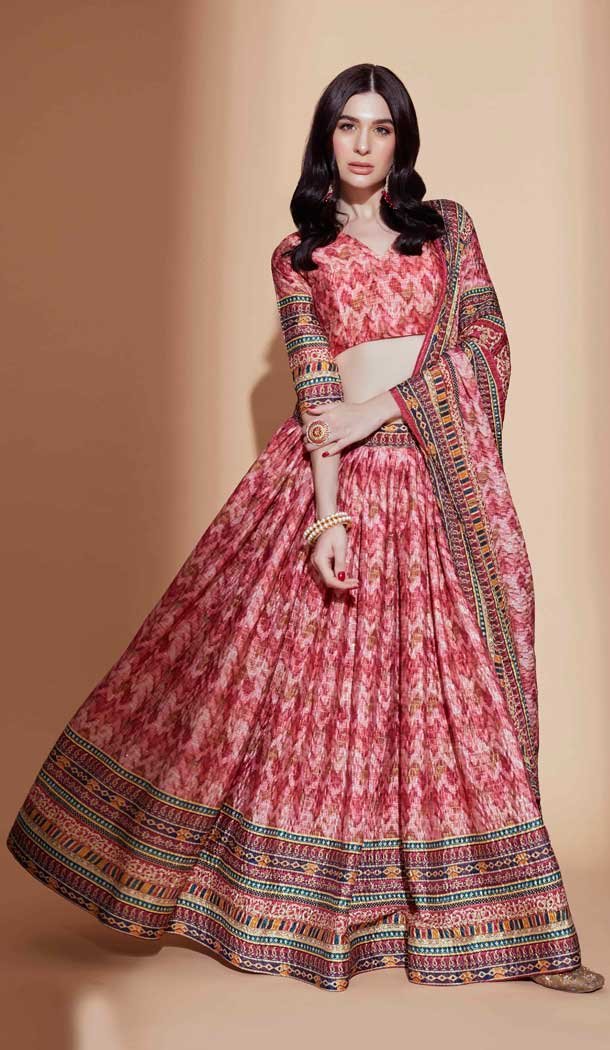 Digital Print Work Chinon Designer Party Wear Lehenga Choli In Multi Color - 8156180776