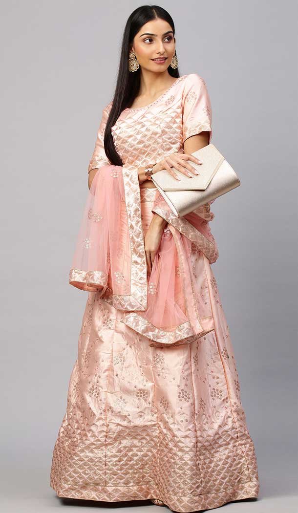 Designer Party Wear Satin Embroidery Work Women Lehenga Choli In Pink - 8177180910