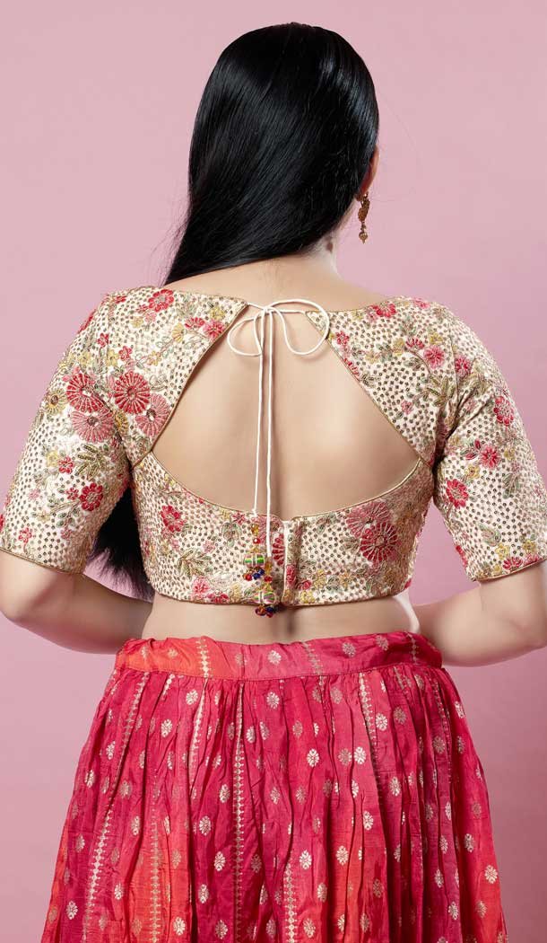 White Silk Printed Work Designer Traditional Wear Readymade Blouse - 8197181017