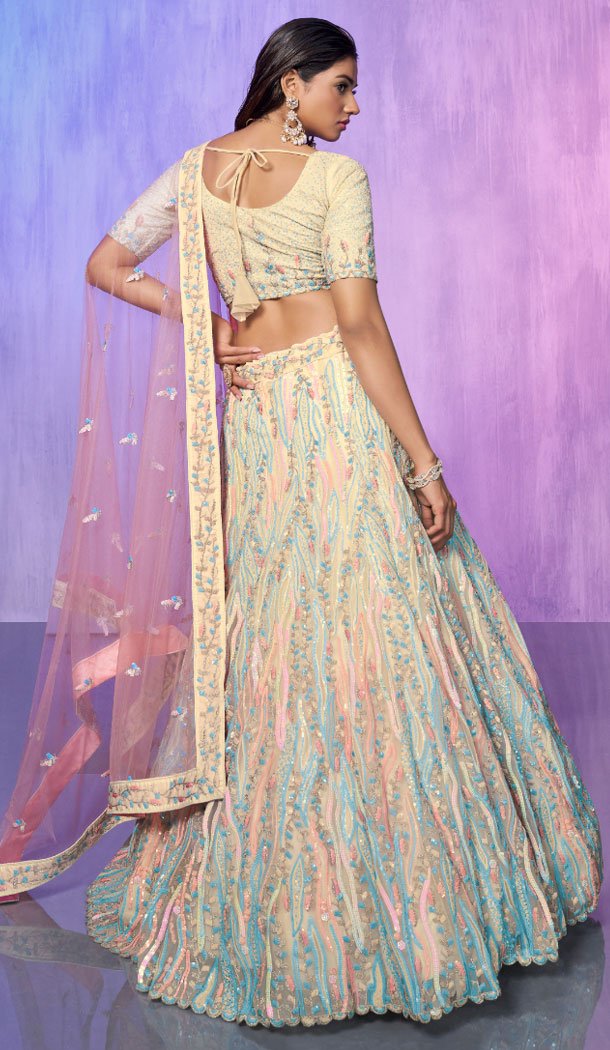Off White Organza With Embroidery Work Designer Wedding Wear Lehenga Choli - 8286181601