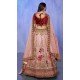 Velvet Peach With Embroidery Work Designer Wedding Wear Lehenga Choli - 8286181617
