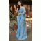 Georgette Brush Printed And Foil Work Blue Casual Party Wear Saree - 8301181693