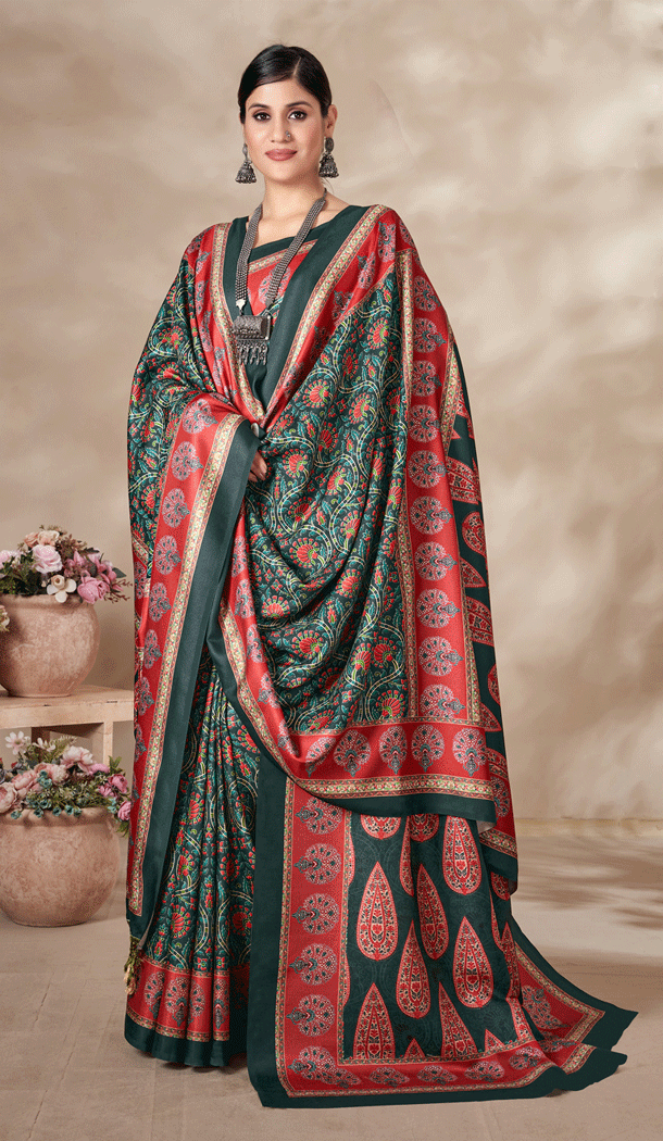 Traditional Multi Color Digital Printed Pashmina Casual Wear Saree - 8306181718