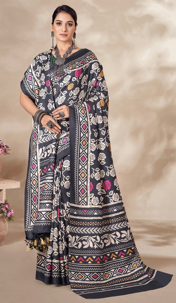 Multi Color Traditional Digital Printed Pashmina Casual Wear Saree - 8306181719