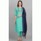 Embroidered Cotton Casual Wear Readymade Salwar Kameez In Firozi - 8309181725
