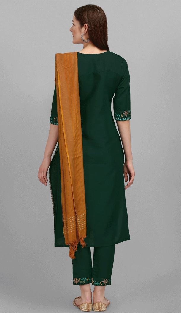Embroidered Cotton Casual Wear Readymade Salwar Kameez In Green - 8309181726