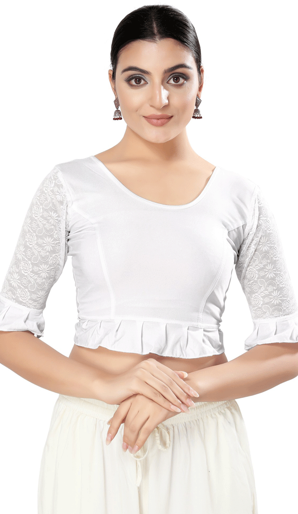 Readymade Plain Shimmer Silver Designer Festival Party Wear Blouse - 8316181753