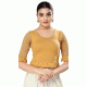 Readymade Plain Cotton Lycra Gold Designer Festival Party Wear Blouse - 8316181754