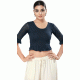 Readymade Plain Cotton Lycra Navy Blue Designer Festival Party Wear Blouse - 8316181755
