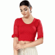 Readymade Plain Cotton Lycra Red Designer Festival Party Wear Blouse - 8316181756