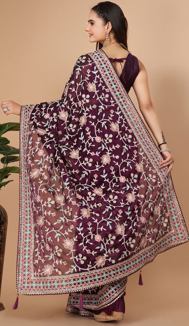 Party Wear Soft Rangoli Silk Embroidered Purple Color Designer Saree - 8378182072 Party Wear Soft Rangoli Silk Embroidered Purple Color Designer Saree - 8378182072
