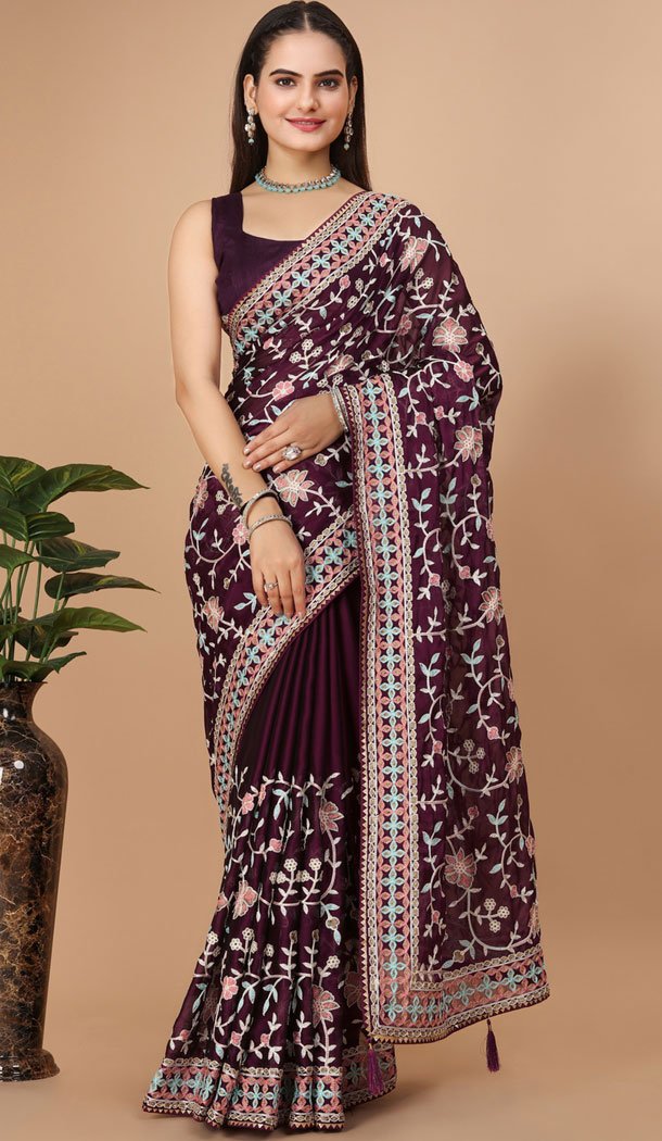 Party Wear Soft Rangoli Silk Embroidered Purple Color Designer Saree - 8378182072 Party Wear Soft Rangoli Silk Embroidered Purple Color Designer Saree - 8378182072