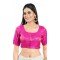 Pink Brocade Woven Work Readymade Saree Blouse - 8451182547