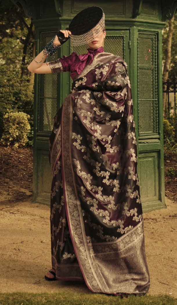 Satin Handloom Weaving Work Multi Indian Wear Saree - 8465182623