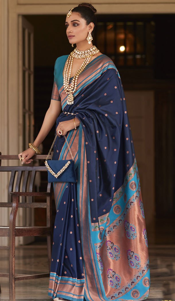Paithani Silk With Woven Work Traditional Saree In Purple - 8584183150
