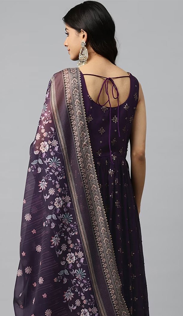 Georgette Multi Color Embroidered Designer Readymade Sharara Suit - 8626183369