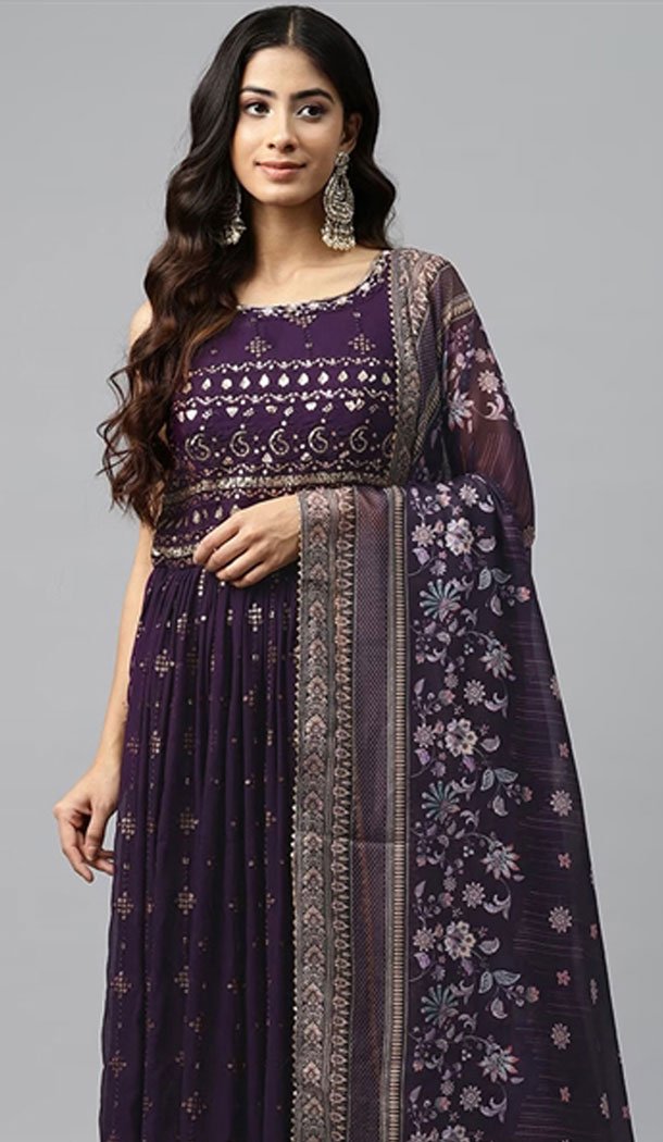 Georgette Multi Color Embroidered Designer Readymade Sharara Suit - 8626183369