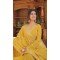 Yellow Faux Georgette Embroidered Readymade Gown Suit - 8694183732