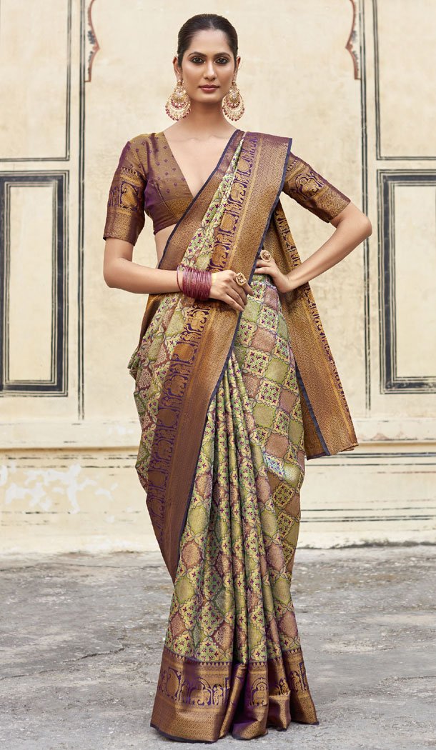 Pattu Silk Zari Weaving Work Light Green Color Indian Saree - 8706183828