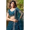Teal Blue Net Embroidery Work Party Wear Plus Size Lehenga Choli - 9397187053